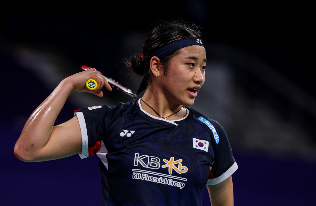 An Se Young on March 9 wins the women's singles title at the Badminton World Federation's (BWF) Orleans Masters in Orleans, France, in straight sets over China's Chen Yufei. (BWF)